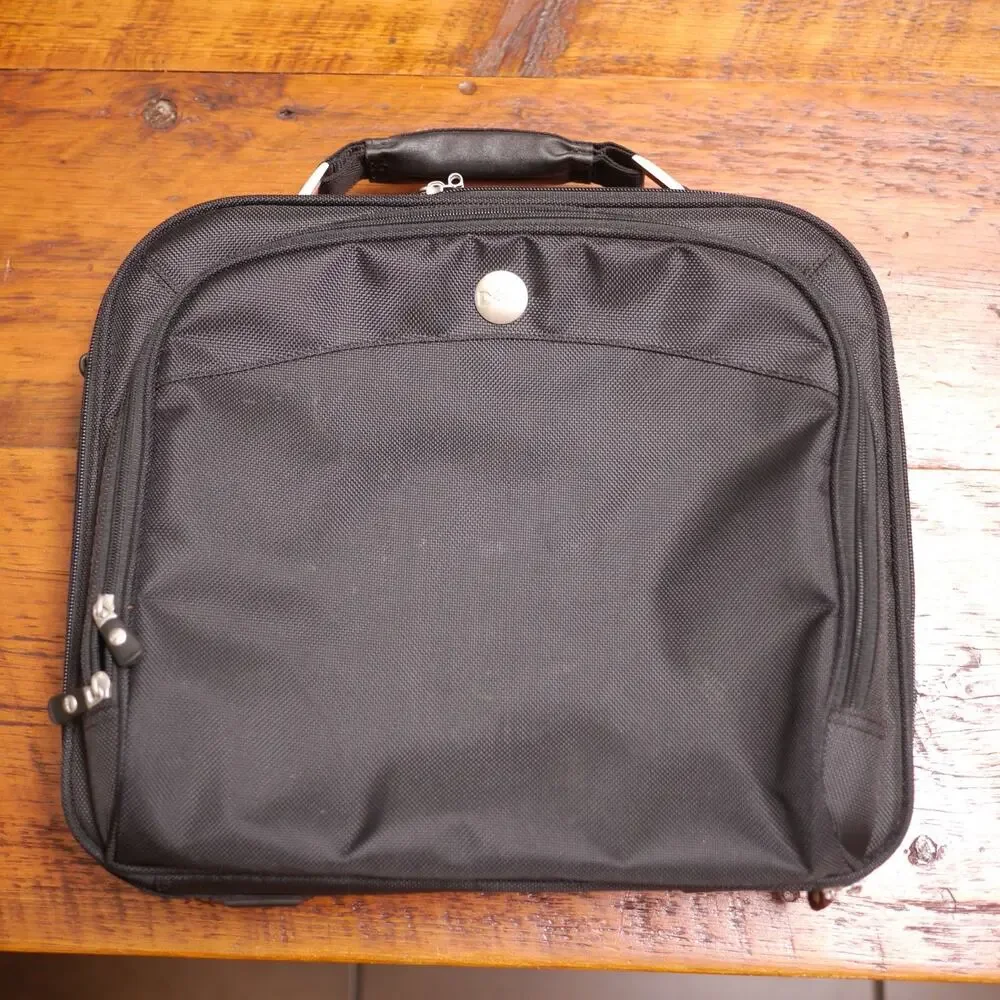 DELL Multi Pocket Black Nylon Padded Laptop Bag Briefcase Attache Case